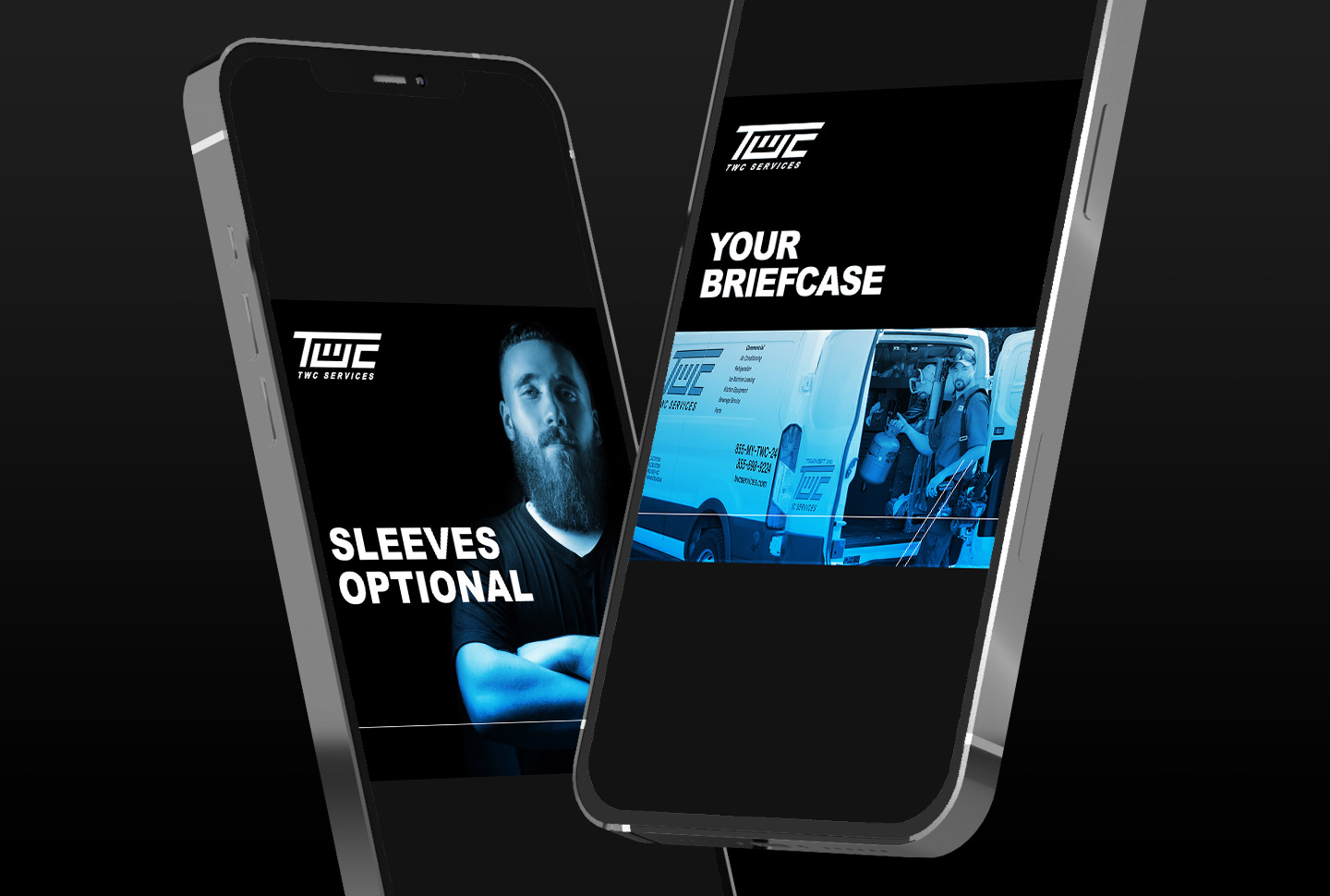 Two smartphones displaying examples of campaign ads.