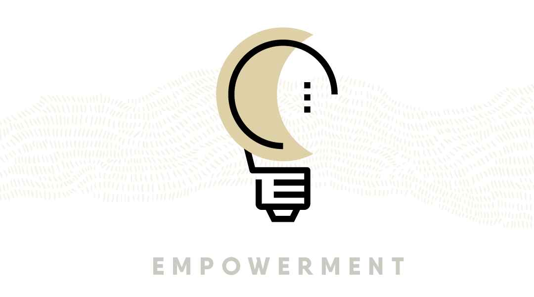 A lit lightbulb alongside the text “Empowerment.”
