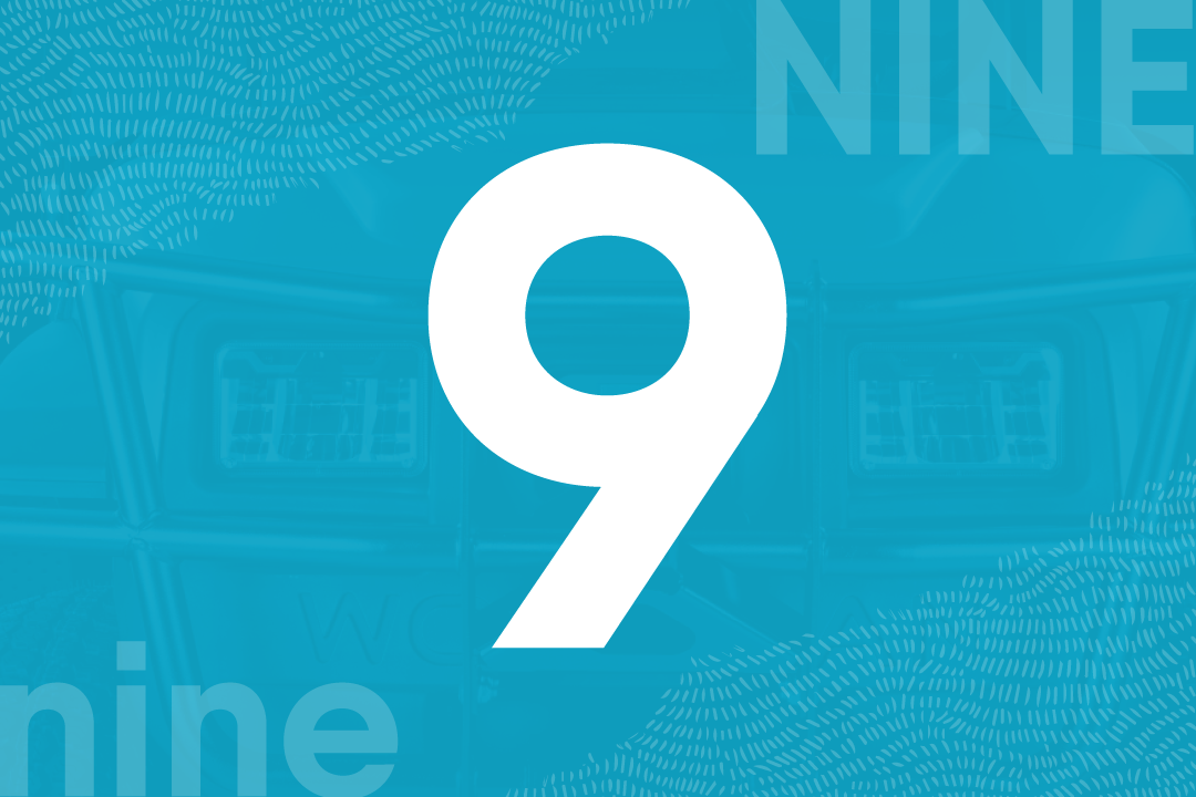 A prominent number 9 on a blue background.