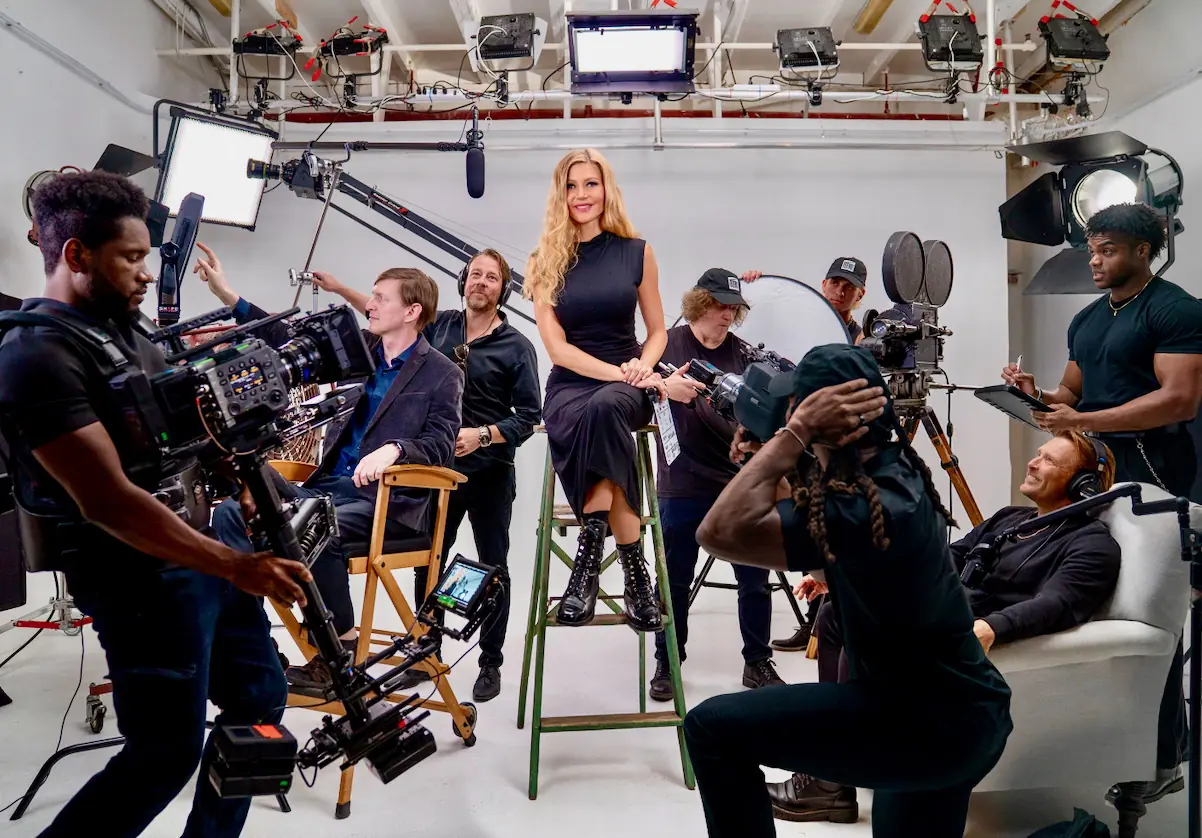 Santa Monica Studios production crew filming in the studio