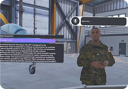 Screenshot of StellarX's AI Agent talking about an airplane engine