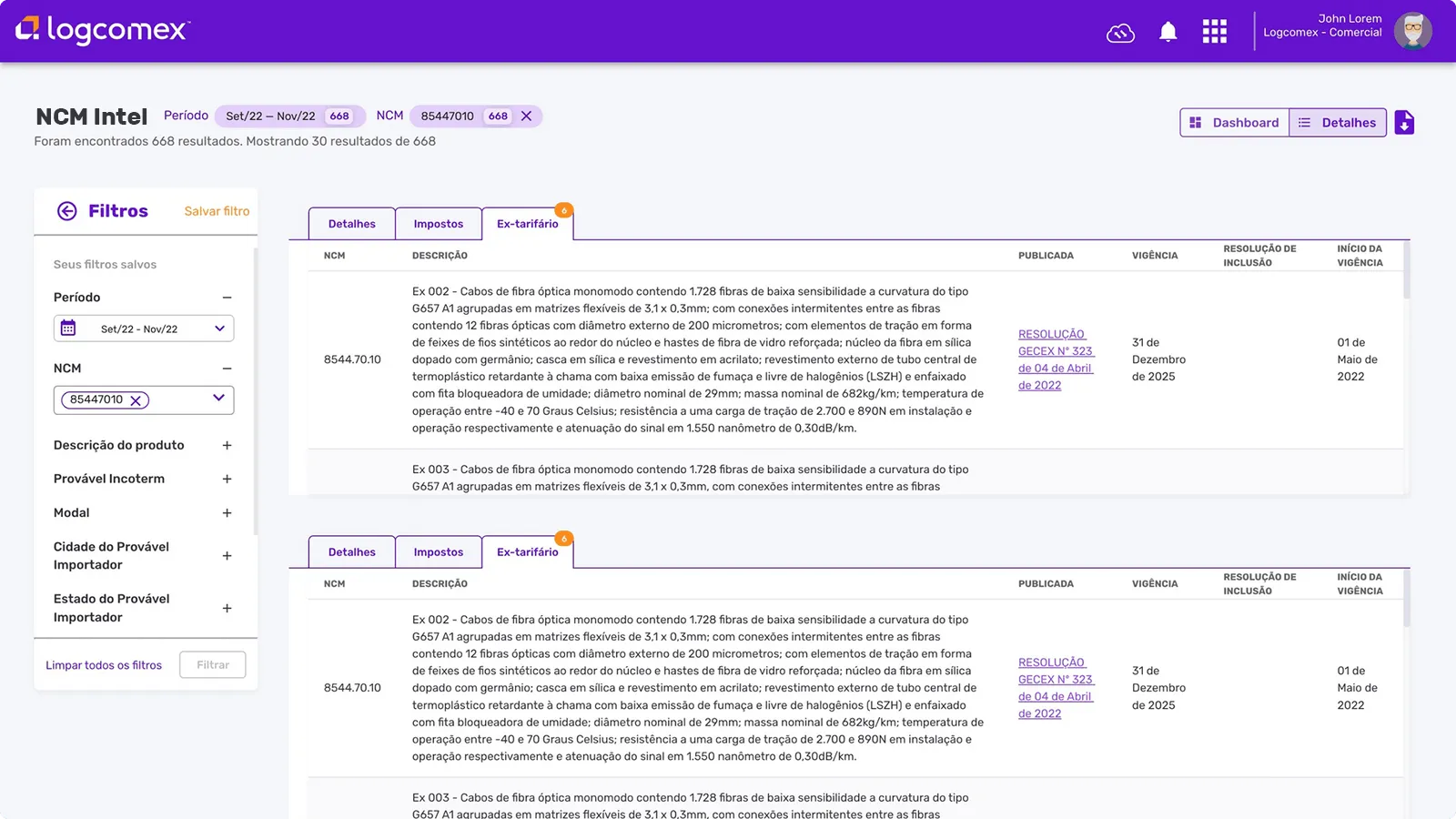 Logcomex importadores gif animado sobre a plataforma