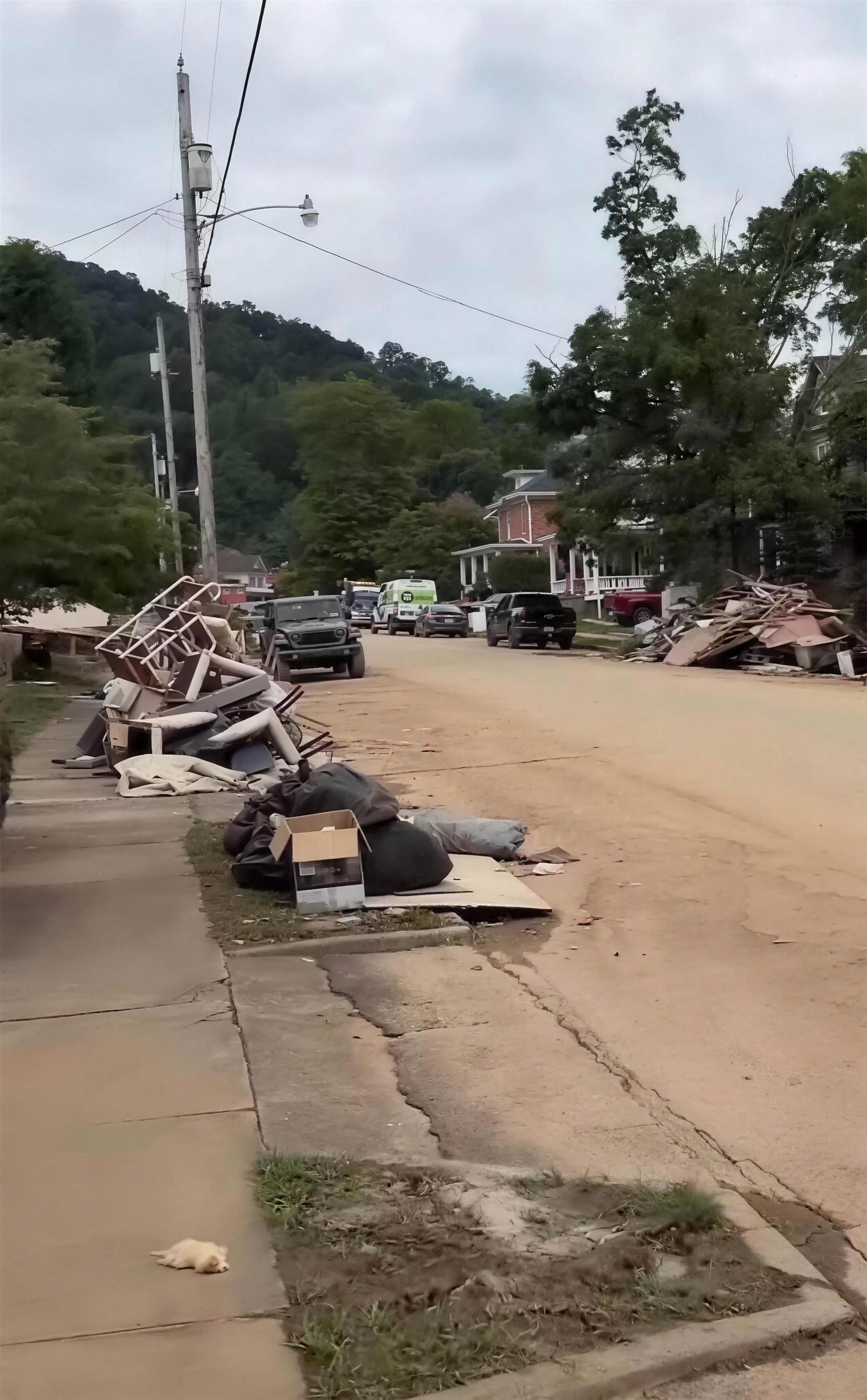 Flood-damaged street in West Virginia