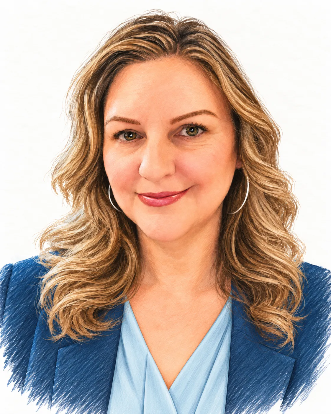 Illustrated portrait of Suzanne May