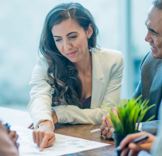 A woman in a business meeting.