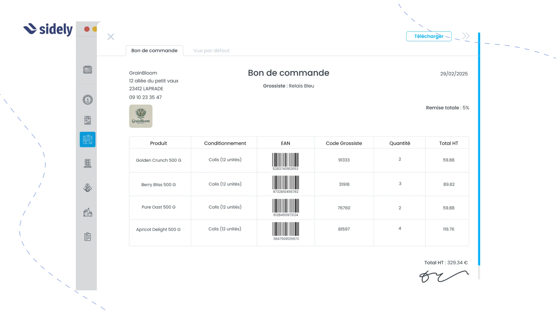 génération automatique du plan de vente