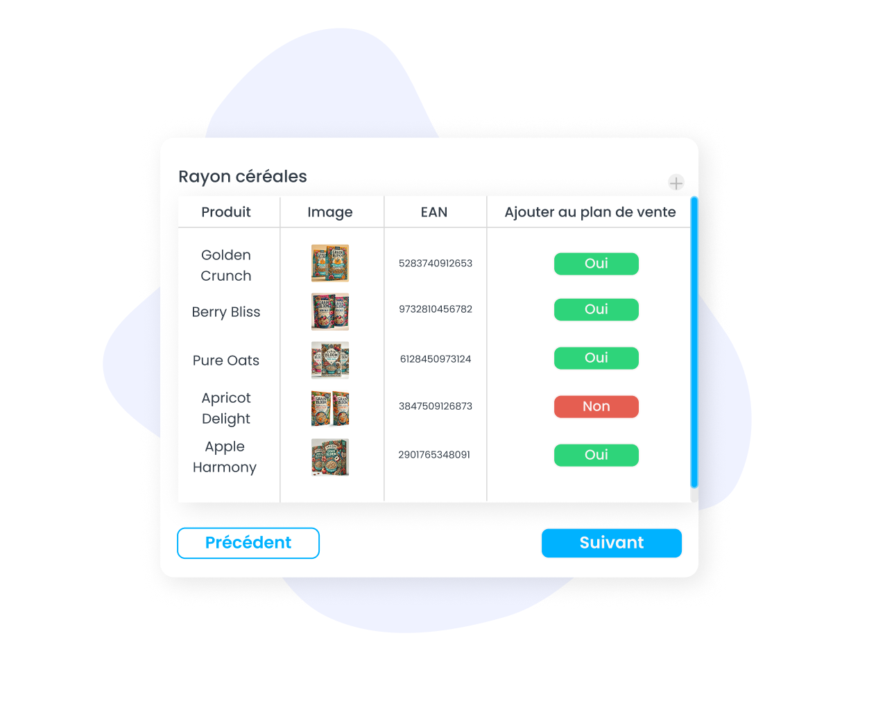 exemple ajout produit au plan de vente