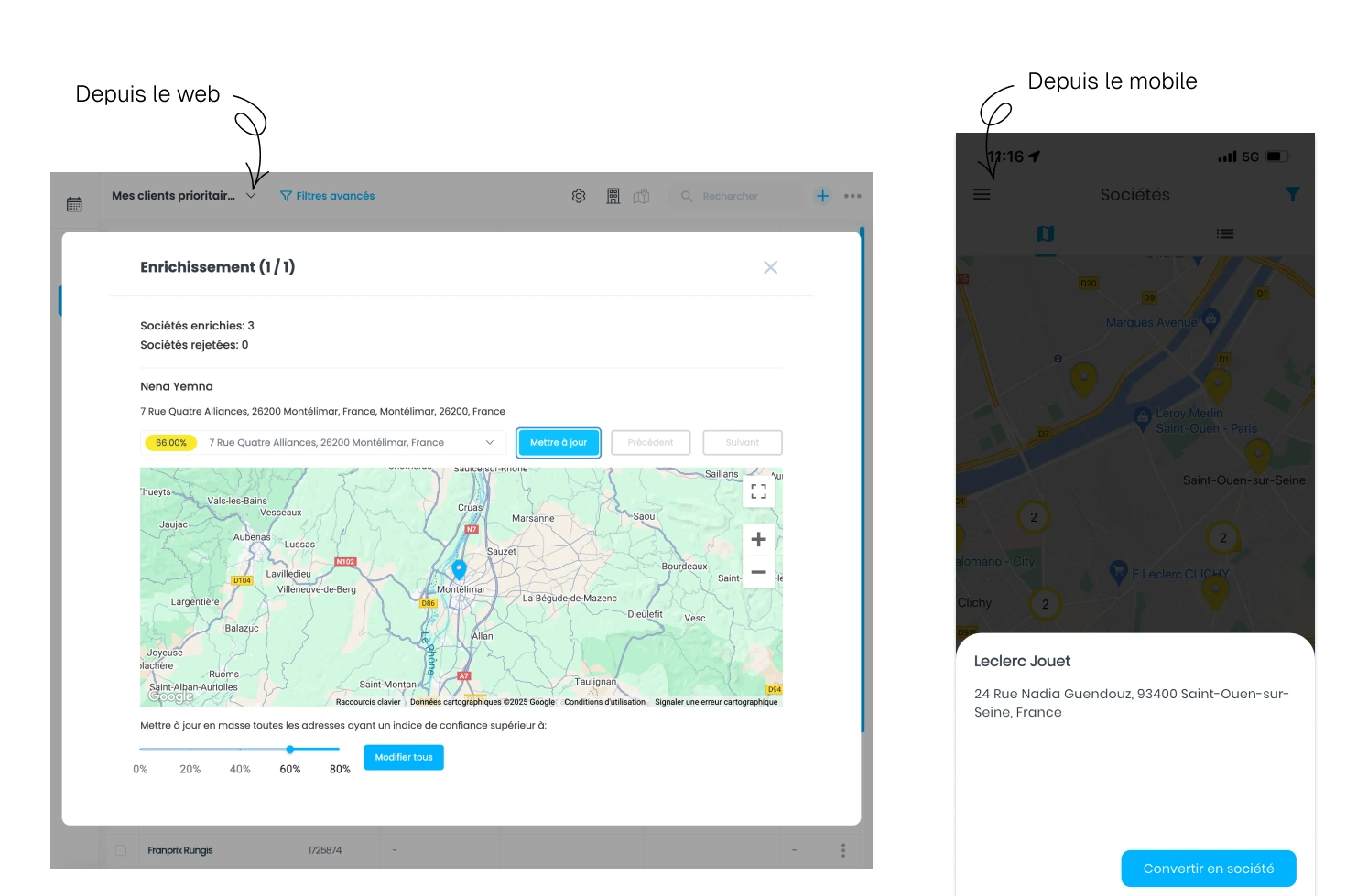 Mise à jour des points de vente avec données géographiques