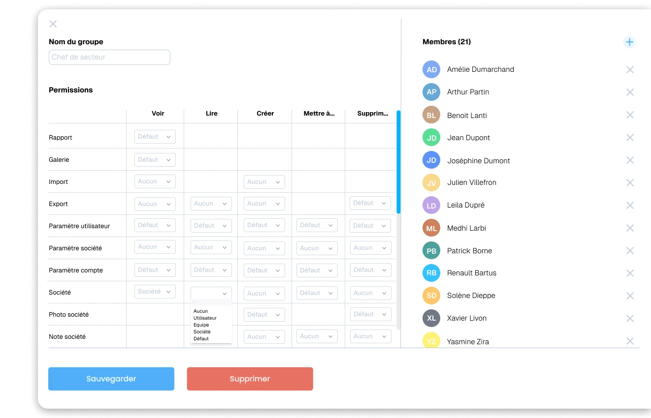 Gestion des droits et rôles dans Sidely