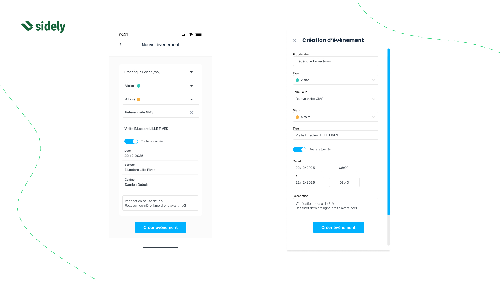 création et suivi d'évènement