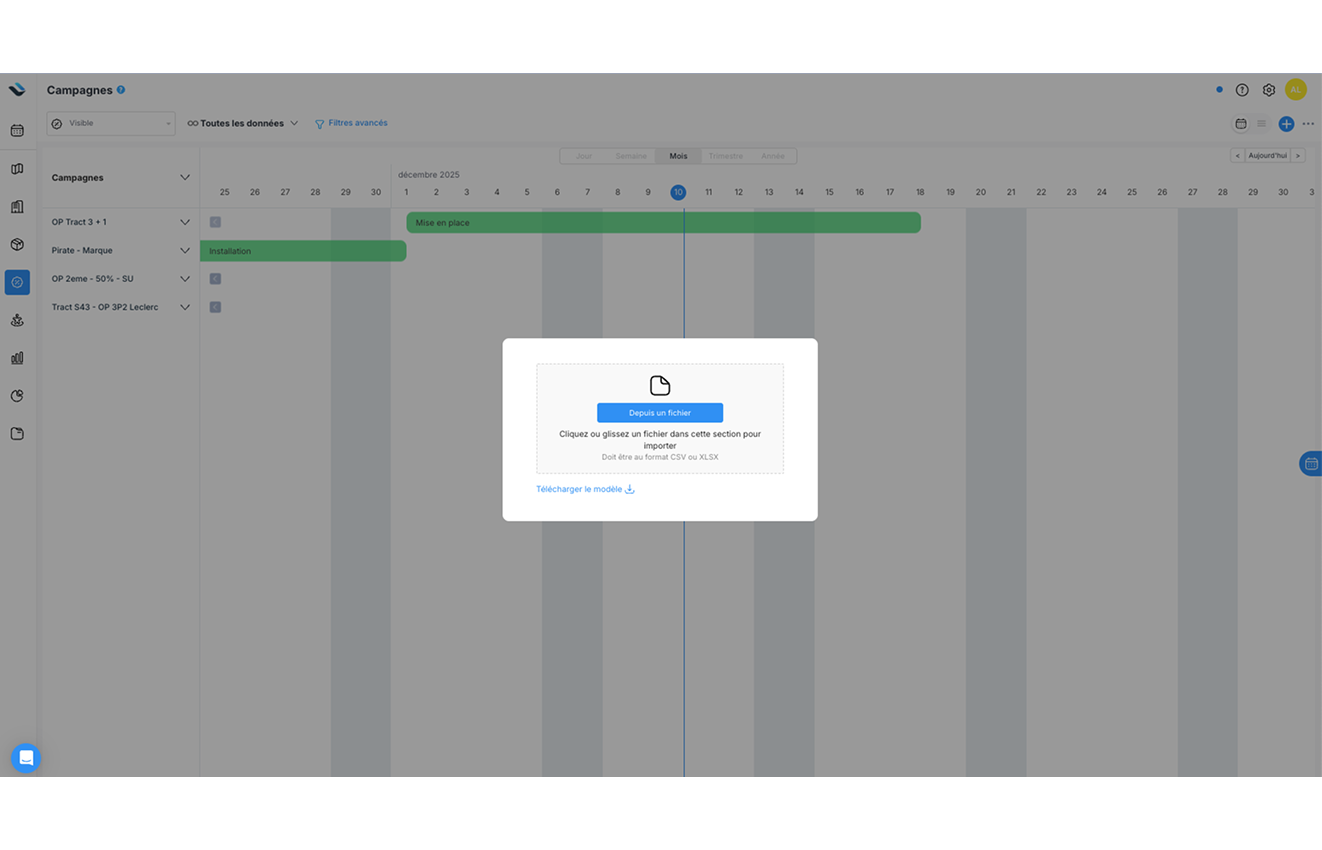 import en masse des campagnes dans le crm