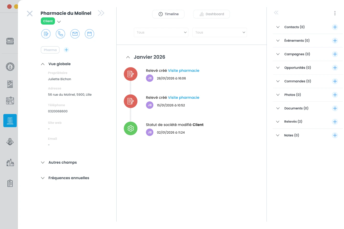 Exemple de vue de société sur Sidely