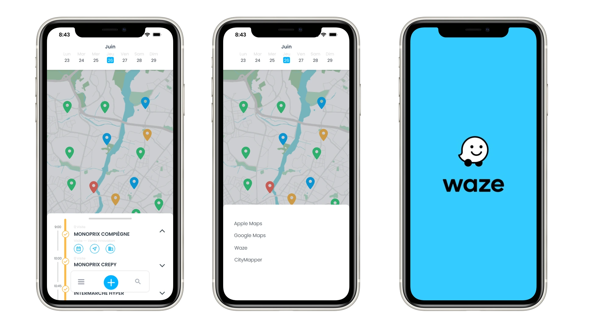 Accès direct aux applications de mobilités depuis le CRM Sidely