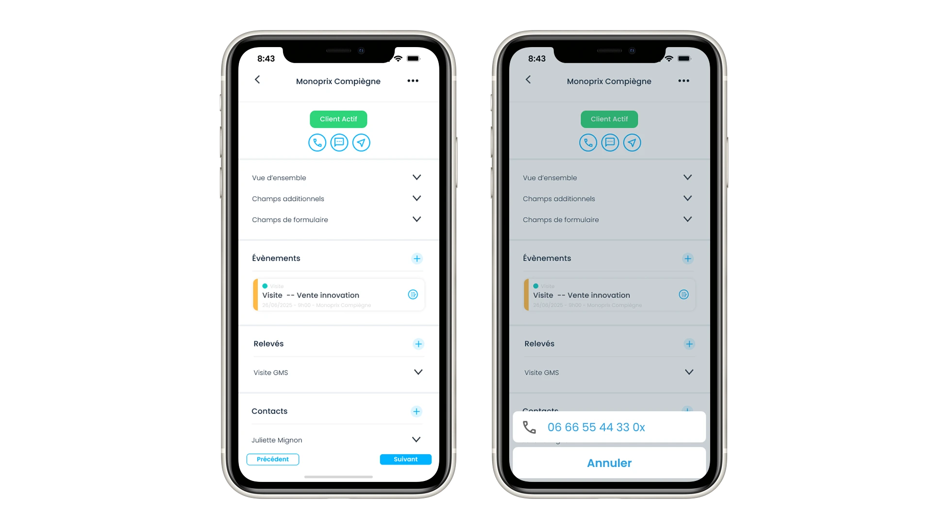Appel et envoie d’email et de SMS, directement depuis le CRM SIDELY