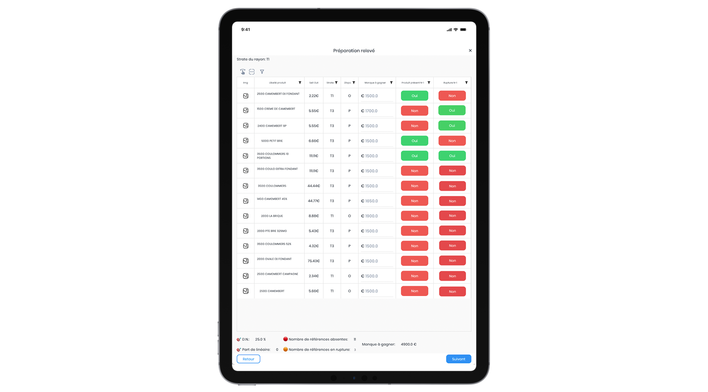 Exemple de relevé de présence sur tablette avec le CRM Sidely