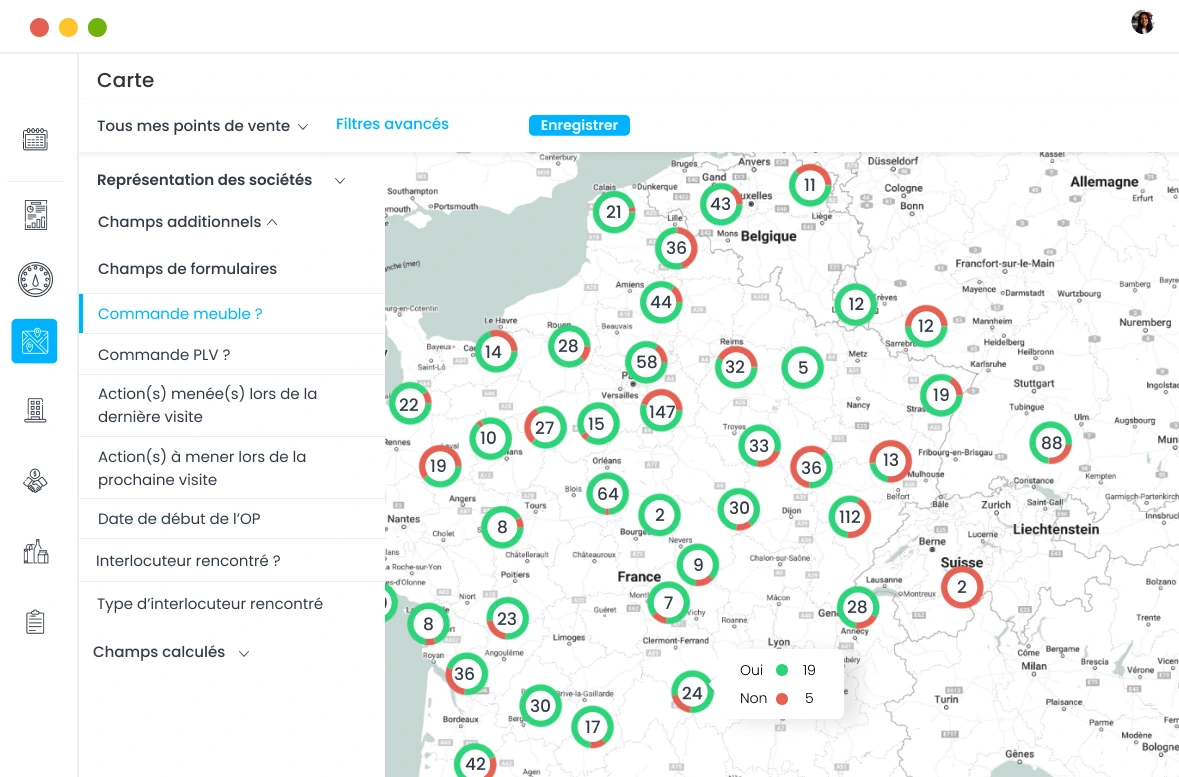 Exemple de vue sur le crm sidely pour suivre ses commandes de meublee