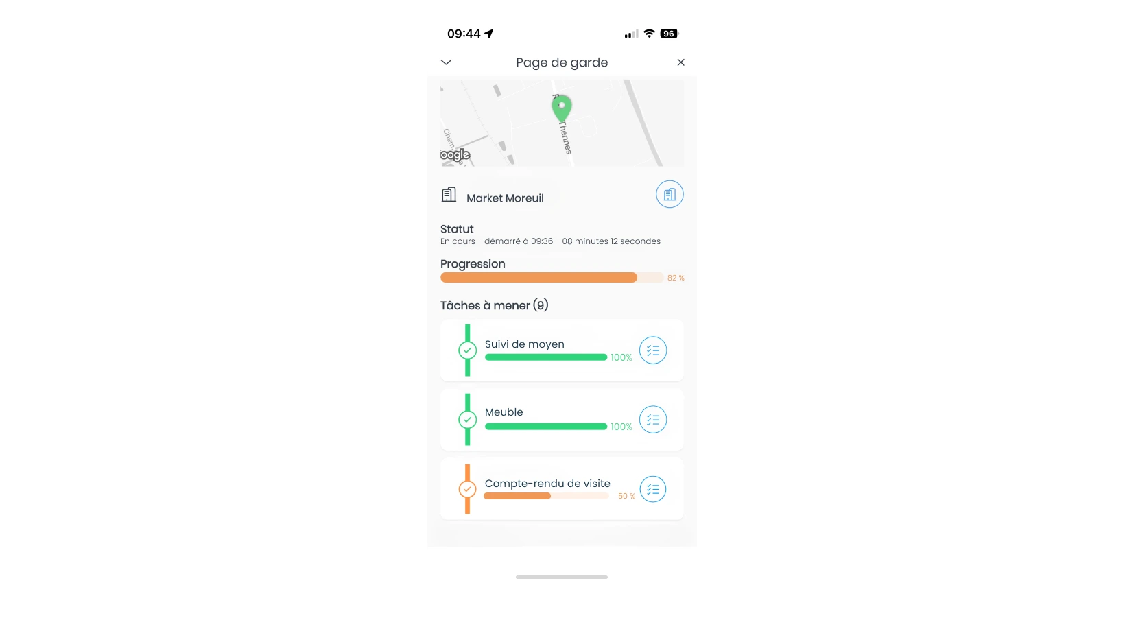 relevé en GMS - compte rendu de visite gms