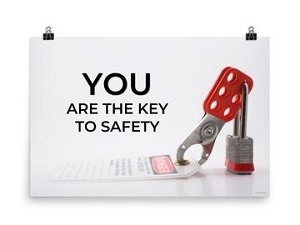 Lockout Tagout themed safety poster