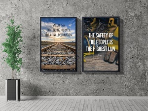 Framed Safety Posters in Lobby