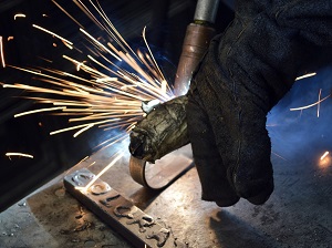 Close up of Welder and Sparks