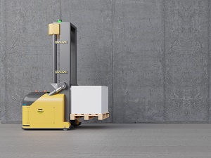 An automated guided vehicle that looks similar to a forkift.