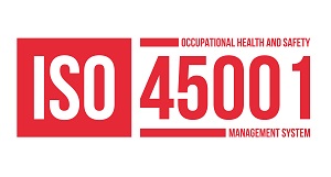 Logo image that says ISO 45001 Occupational Health and Safety Management System.