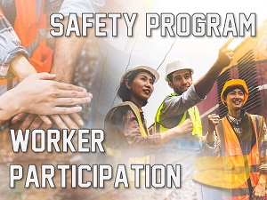 A banner that says safety program worker participation.