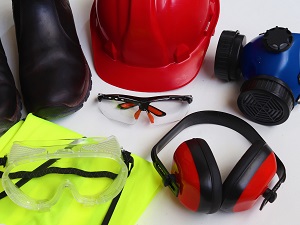 Assorted workplace personal protective equipment.