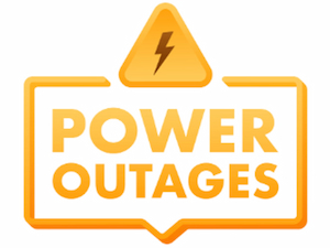Graphic that says "Power Outages"