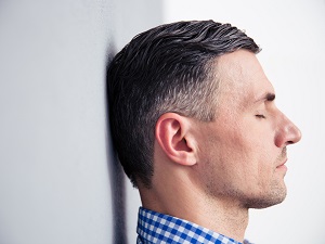 Worker Closing Eyes, Exhausted, Stressed