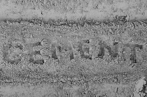 The word "Cement" spelled out in dry cement.