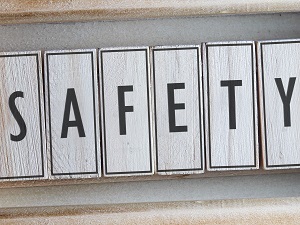 Wooden blocks that spell out the word Safety.