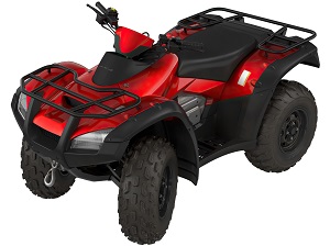 Red all-terrain vehicle on a white background.