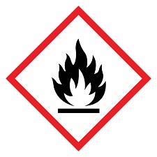 The icon that shows the universal symbol for flammable.