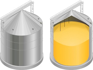 A drawing of a grain storage bin.