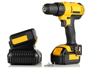 Battery-powered portable drill and power pack.
