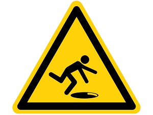 Warning floor holes hazard sign.