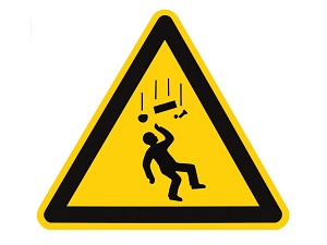 The falling hazard warning sign.