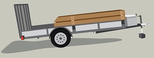 Graphic representation of a trailer that you can pull behind a vehicle.