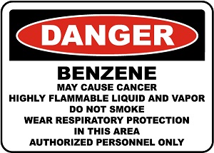 Danger Sign for Benzene that can be displayed in the work area.