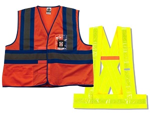 A vest and sash that are examples of Type O Class 1 HVSA