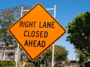 Right Lane Closed Ahead Traffic Warning Sign
