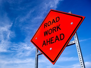 Road Work Ahead Warning Sign