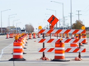 Detour Signs Near Work Zone