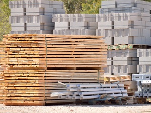 Materials Piled Up in Outdoor Storage Yard of Construction Site