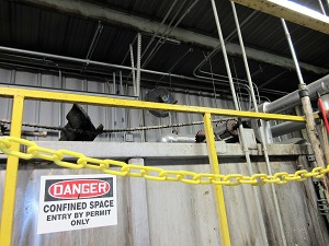Danger Confined Space Sign with Barricade