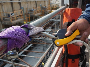 Close-up of Fall Protection Equipment Tied Off
