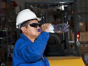 Worker Drinking Bottled Water