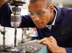 Industrial Worker Wearing Safety Glasses