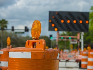 Flashing Arrow Panel Sign in Work Zone